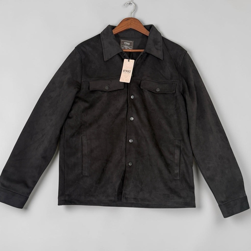 Nomad By Craft+Flow Jacket Mens M Black Aguilar Suede Lined Snap Front $189 NEW